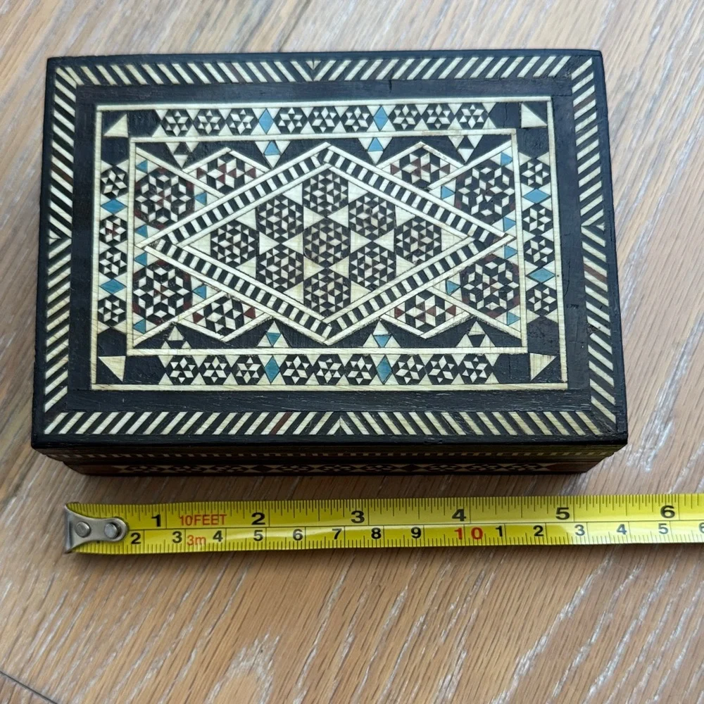 Vintage Rectangle Wood Mosaic inlay Box